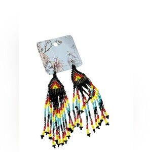 Colorful Beaded Fringe Earrings